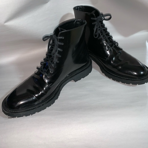SAINT LAURENT size 42.5 black patent ARMY BOOTS - Picture 7 of 11